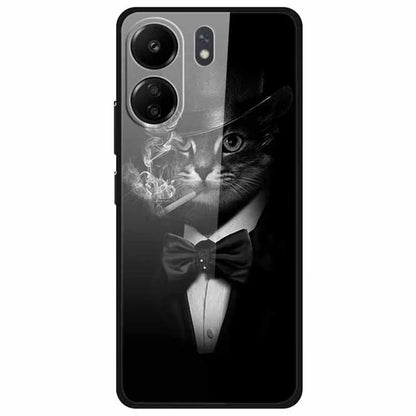 For Xiaomi Redmi 13C 4G / Poco C65 4G Pattern Case TPU+Tempered Glass Shockproof Phone Cover