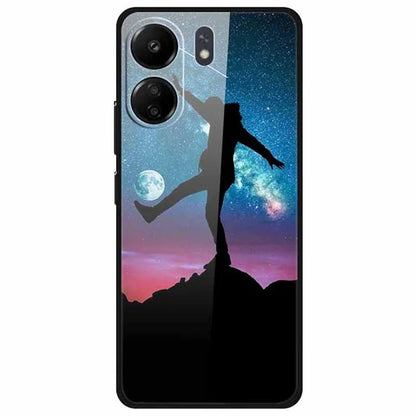 For Xiaomi Redmi 13C 4G / Poco C65 4G Pattern Case TPU+Tempered Glass Shockproof Phone Cover