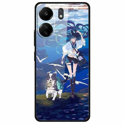 For Xiaomi Redmi 13C 4G / Poco C65 4G Pattern Case TPU+Tempered Glass Shockproof Phone Cover