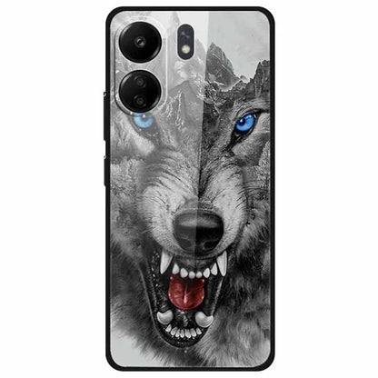 For Xiaomi Redmi 13C 4G / Poco C65 4G Pattern Case TPU+Tempered Glass Shockproof Phone Cover