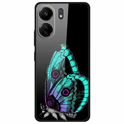 For Xiaomi Redmi 13C 4G / Poco C65 4G Pattern Case TPU+Tempered Glass Shockproof Phone Cover
