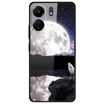 For Xiaomi Redmi 13C 4G / Poco C65 4G Pattern Case TPU+Tempered Glass Shockproof Phone Cover