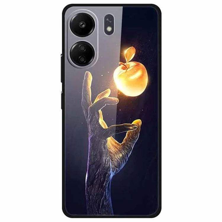 For Xiaomi Redmi 13C 4G / Poco C65 4G Pattern Case TPU+Tempered Glass Shockproof Phone Cover