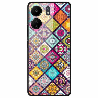 For Xiaomi Redmi 13C 4G / Poco C65 4G Pattern Case TPU+Tempered Glass Shockproof Phone Cover