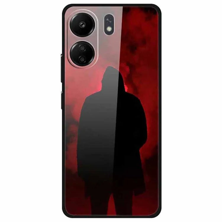 For Xiaomi Redmi 13C 4G / Poco C65 4G Pattern Case TPU+Tempered Glass Shockproof Phone Cover