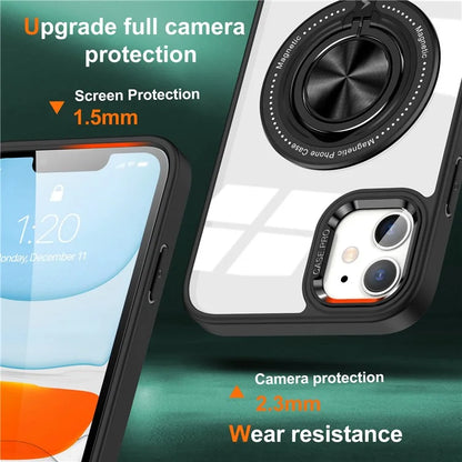 For iPhone 12  /  12 Pro Magnetic Phone Case Kickstand TPU Frame Clear PC Back Cover