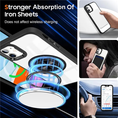 For iPhone 12  /  12 Pro Magnetic Phone Case Kickstand TPU Frame Clear PC Back Cover