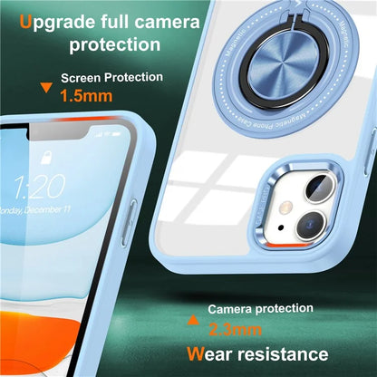 For iPhone 12  /  12 Pro Magnetic Phone Case Kickstand TPU Frame Clear PC Back Cover