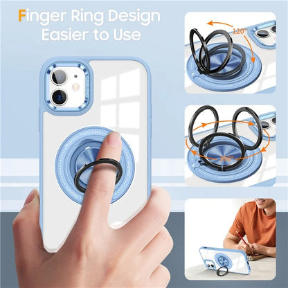 For iPhone 12  /  12 Pro Magnetic Phone Case Kickstand TPU Frame Clear PC Back Cover