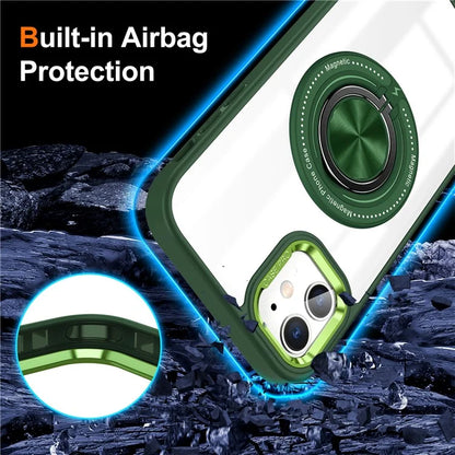 For iPhone 12  /  12 Pro Magnetic Phone Case Kickstand TPU Frame Clear PC Back Cover