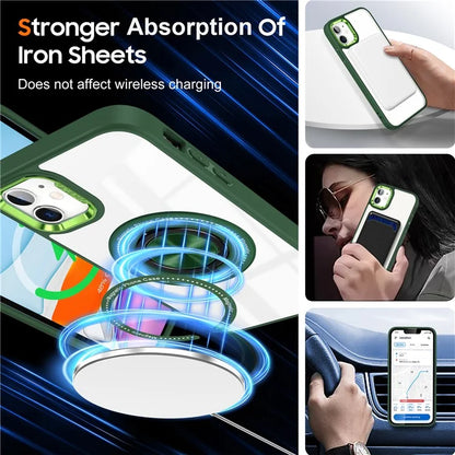 For iPhone 12  /  12 Pro Magnetic Phone Case Kickstand TPU Frame Clear PC Back Cover