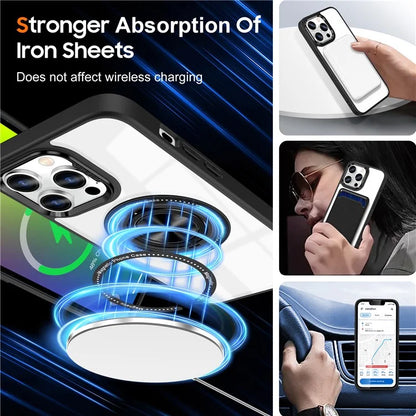 For iPhone 13 Pro Max Case Magnetic Ring Kickstand PC+TPU Clear Phone Cover