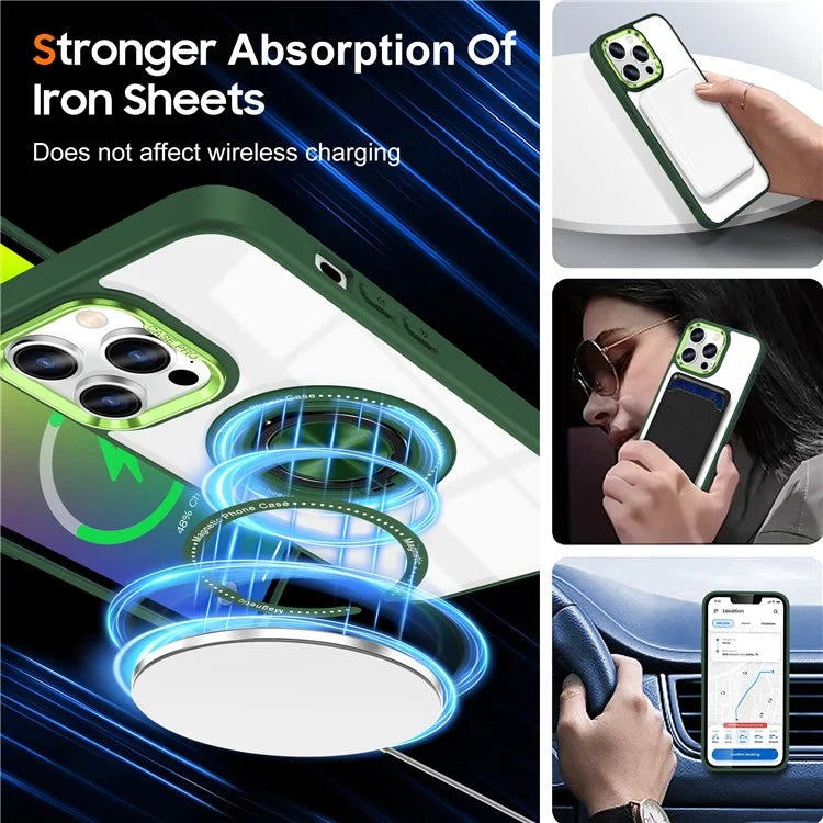 For iPhone 13 Pro Max Case Magnetic Ring Kickstand PC+TPU Clear Phone Cover
