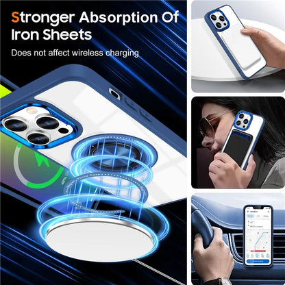 For iPhone 13 Pro Max Case Magnetic Ring Kickstand PC+TPU Clear Phone Cover