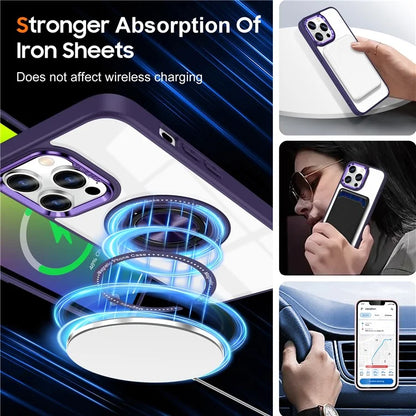 For iPhone 13 Pro Max Case Magnetic Ring Kickstand PC+TPU Clear Phone Cover