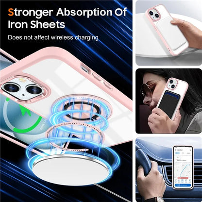 For iPhone 14 Plus Case Magnetic Kickstand TPU Frame Hard PC Clear Phone Cover