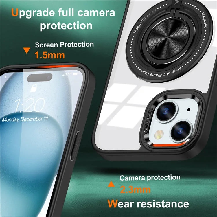 For iPhone 14 Plus Case Magnetic Kickstand TPU Frame Hard PC Clear Phone Cover
