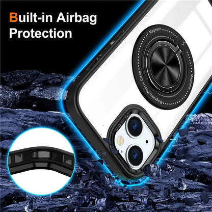 For iPhone 14 Plus Case Magnetic Kickstand TPU Frame Hard PC Clear Phone Cover