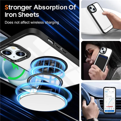 For iPhone 14 Plus Case Magnetic Kickstand TPU Frame Hard PC Clear Phone Cover