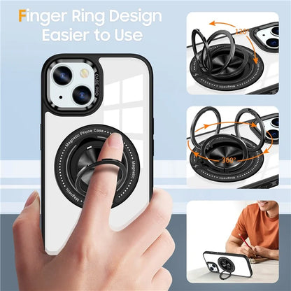 For iPhone 14 Plus Case Magnetic Kickstand TPU Frame Hard PC Clear Phone Cover