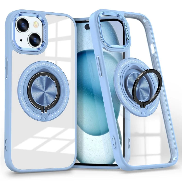 For iPhone 14 Plus Case Magnetic Kickstand TPU Frame Hard PC Clear Phone Cover