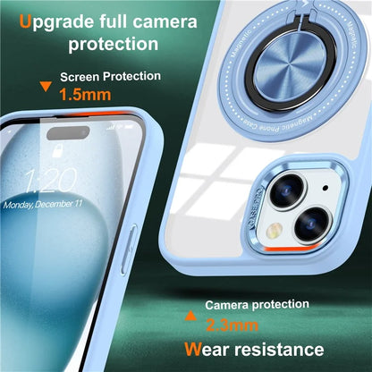 For iPhone 14 Plus Case Magnetic Kickstand TPU Frame Hard PC Clear Phone Cover