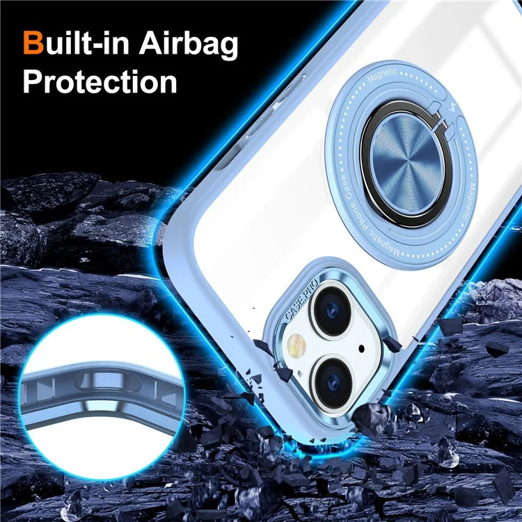 For iPhone 14 Plus Case Magnetic Kickstand TPU Frame Hard PC Clear Phone Cover