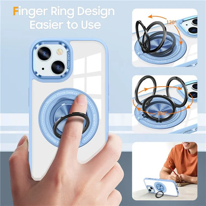 For iPhone 14 Plus Case Magnetic Kickstand TPU Frame Hard PC Clear Phone Cover