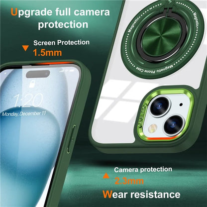 For iPhone 14 Plus Case Magnetic Kickstand TPU Frame Hard PC Clear Phone Cover