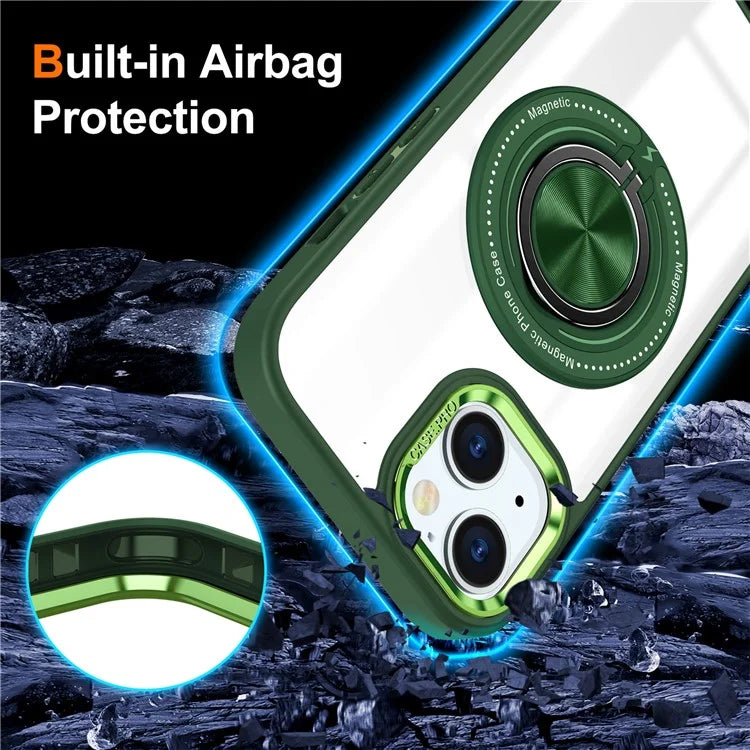 For iPhone 14 Plus Case Magnetic Kickstand TPU Frame Hard PC Clear Phone Cover
