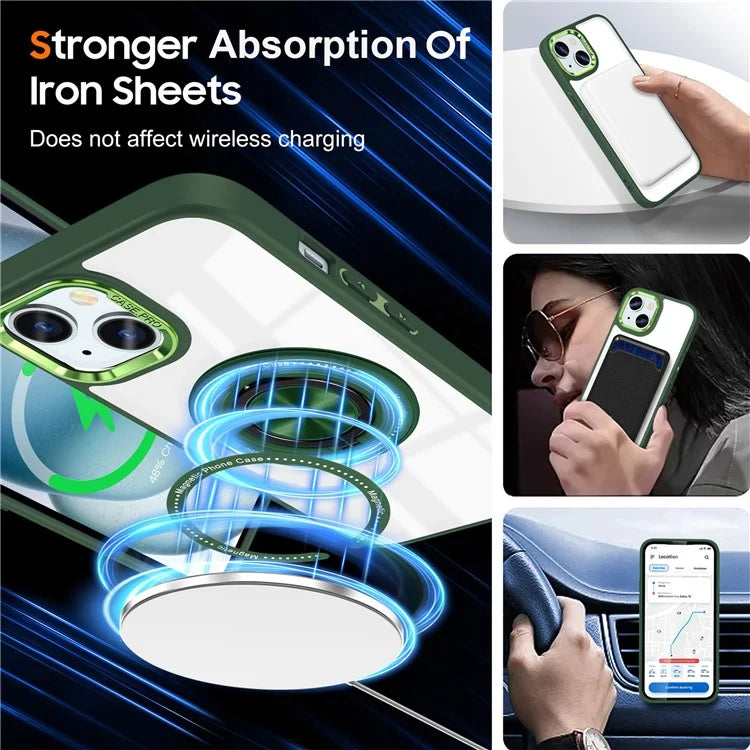 For iPhone 14 Plus Case Magnetic Kickstand TPU Frame Hard PC Clear Phone Cover