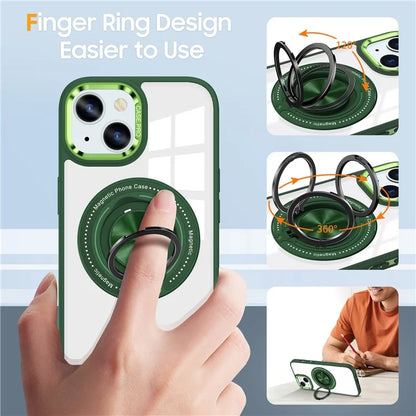 For iPhone 14 Plus Case Magnetic Kickstand TPU Frame Hard PC Clear Phone Cover