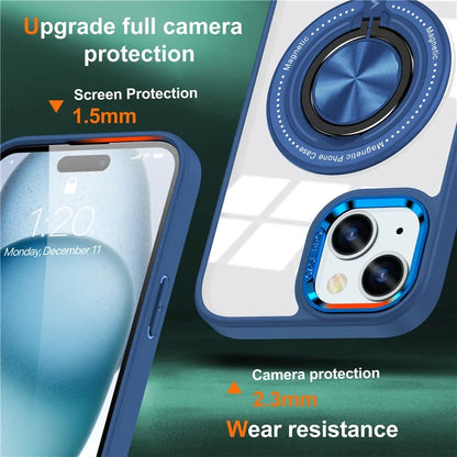For iPhone 14 Plus Case Magnetic Kickstand TPU Frame Hard PC Clear Phone Cover