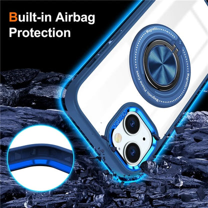 For iPhone 14 Plus Case Magnetic Kickstand TPU Frame Hard PC Clear Phone Cover