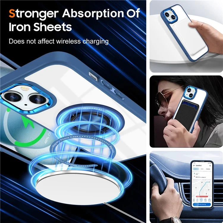 For iPhone 14 Plus Case Magnetic Kickstand TPU Frame Hard PC Clear Phone Cover