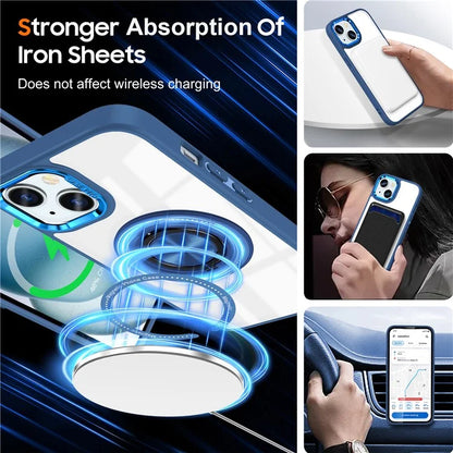 For iPhone 14 Plus Case Magnetic Kickstand TPU Frame Hard PC Clear Phone Cover
