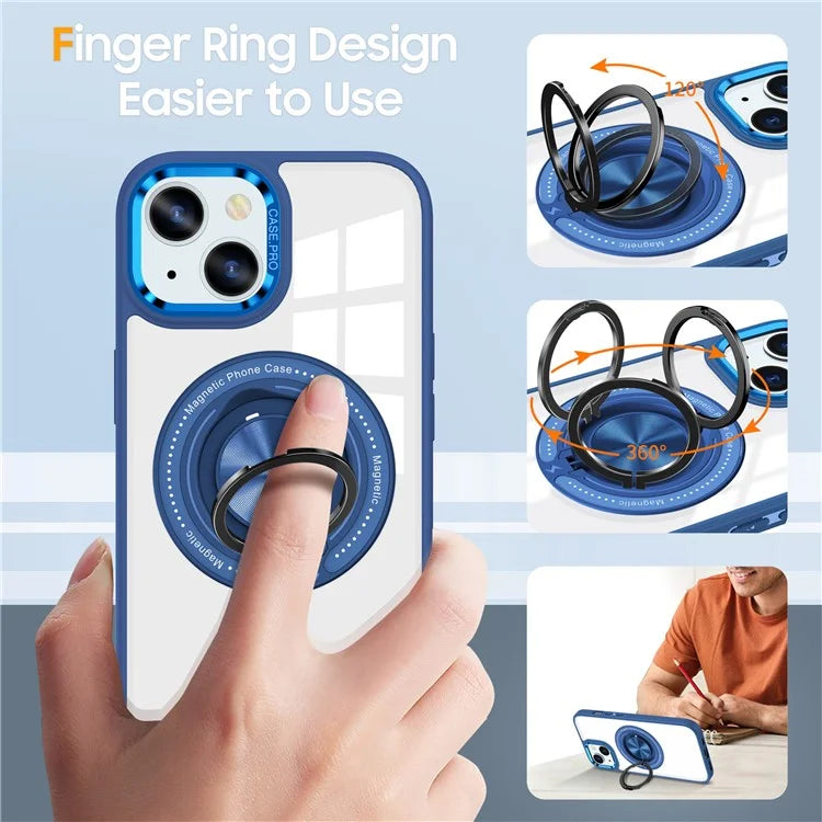 For iPhone 14 Plus Case Magnetic Kickstand TPU Frame Hard PC Clear Phone Cover