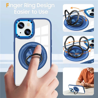 For iPhone 14 Plus Case Magnetic Kickstand TPU Frame Hard PC Clear Phone Cover