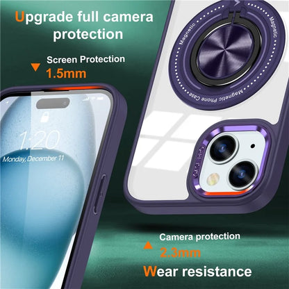 For iPhone 14 Plus Case Magnetic Kickstand TPU Frame Hard PC Clear Phone Cover