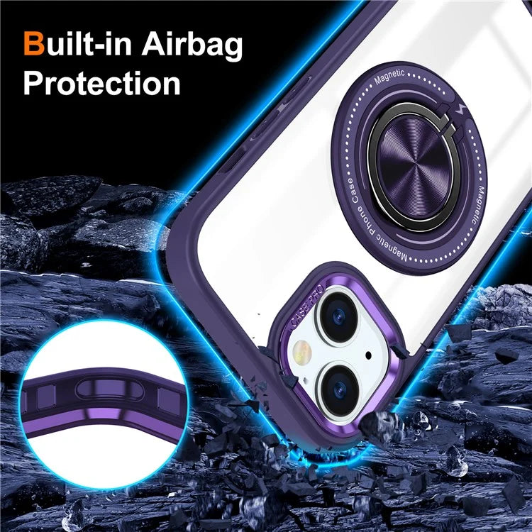 For iPhone 14 Plus Case Magnetic Kickstand TPU Frame Hard PC Clear Phone Cover