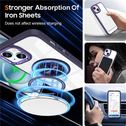 For iPhone 14 Plus Case Magnetic Kickstand TPU Frame Hard PC Clear Phone Cover