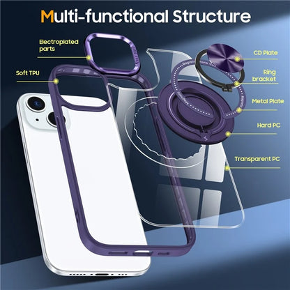 For iPhone 14 Plus Case Magnetic Kickstand TPU Frame Hard PC Clear Phone Cover