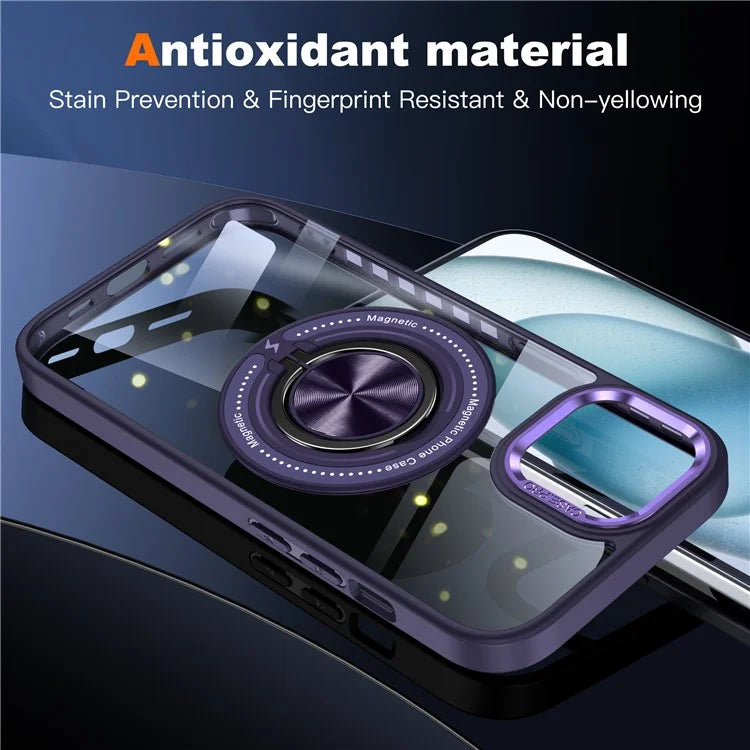 For iPhone 14 Plus Case Magnetic Kickstand TPU Frame Hard PC Clear Phone Cover
