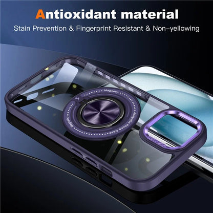 For iPhone 14 Plus Case Magnetic Kickstand TPU Frame Hard PC Clear Phone Cover