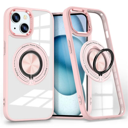 For iPhone 13  /  14 Case Compatible with MagSafe PC+TPU Kickstand Clear Phone Cover