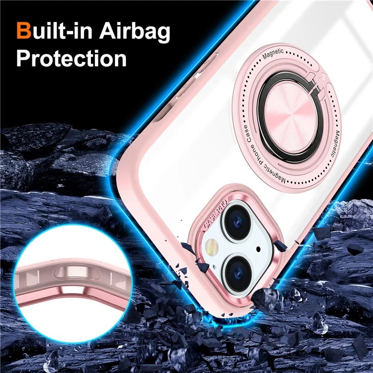 For iPhone 13  /  14 Case Compatible with MagSafe PC+TPU Kickstand Clear Phone Cover