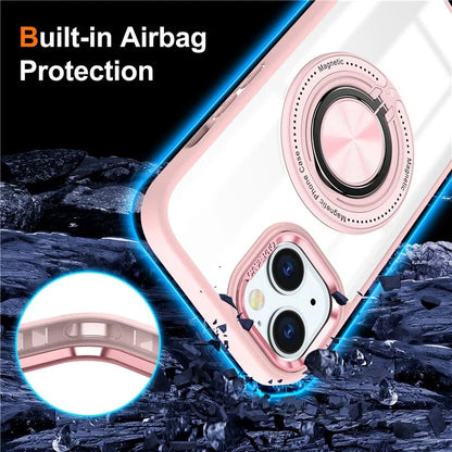 For iPhone 13  /  14 Case Compatible with MagSafe PC+TPU Kickstand Clear Phone Cover