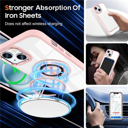 For iPhone 13  /  14 Case Compatible with MagSafe PC+TPU Kickstand Clear Phone Cover