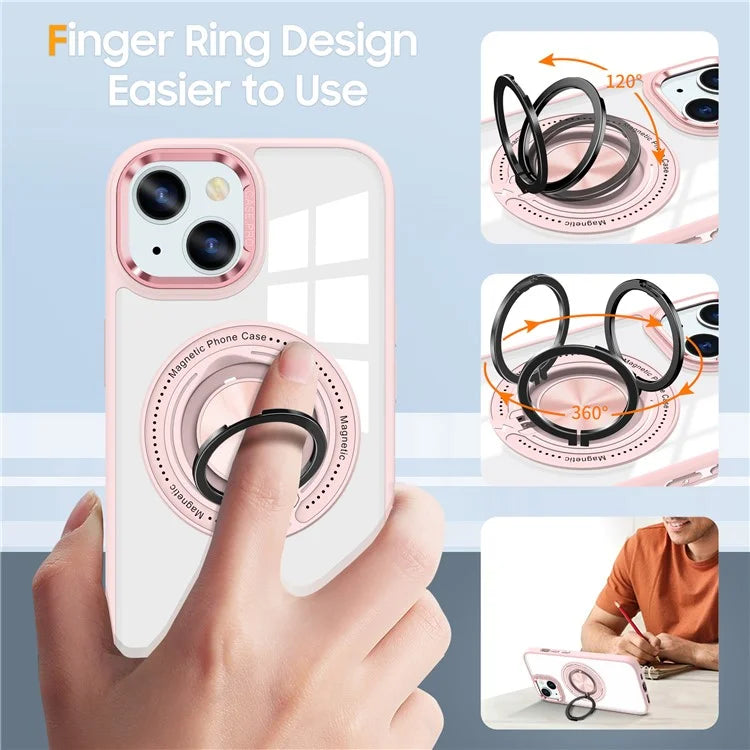 For iPhone 13  /  14 Case Compatible with MagSafe PC+TPU Kickstand Clear Phone Cover