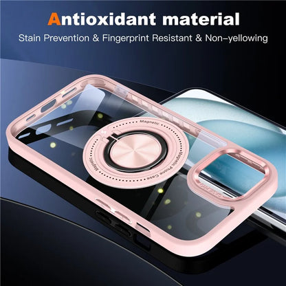 For iPhone 13  /  14 Case Compatible with MagSafe PC+TPU Kickstand Clear Phone Cover